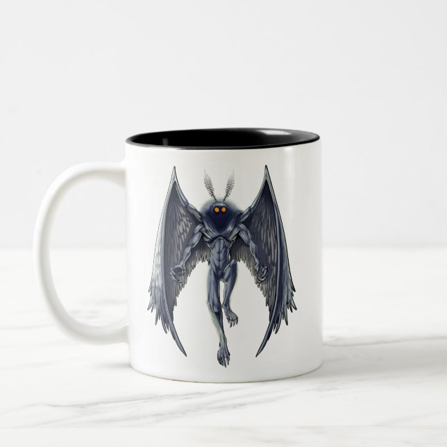 Mothman Cryptid Creature Zweifarbige Tasse (Links)