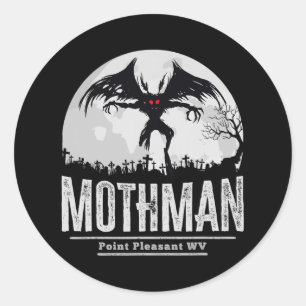 Mothman Cryptid Point Pleasant Cryptozoology Hallo Runder Aufkleber