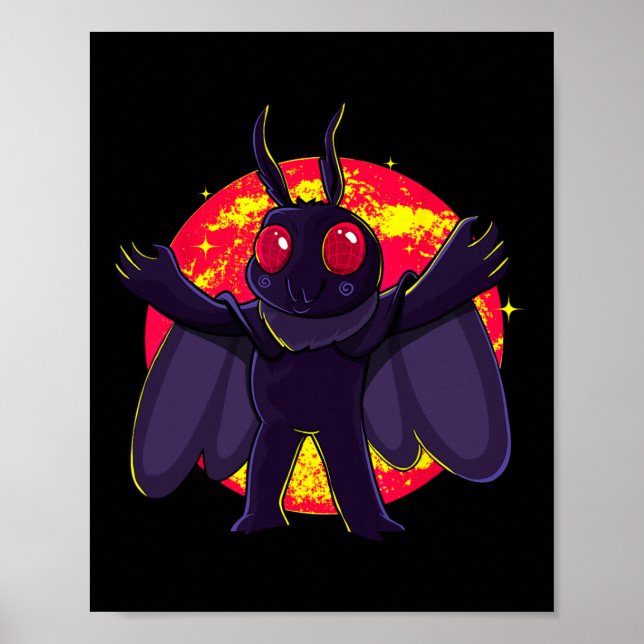 Mothman Niedlich Cryptid Creatures Point Pleasant  Poster (Vorne)