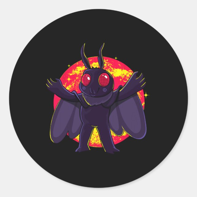 Mothman Niedlich Cryptid Creatures Point Pleasant  Runder Aufkleber (Vorderseite)