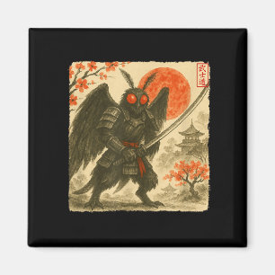 Mothman Samurai Japanischer Krieger Kostüm Sumi-e Magnet