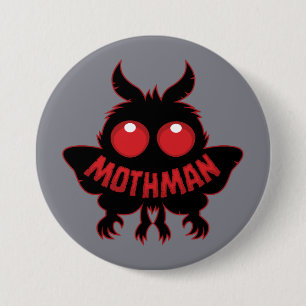 Mothman-Silhouette mit roten Augen Button