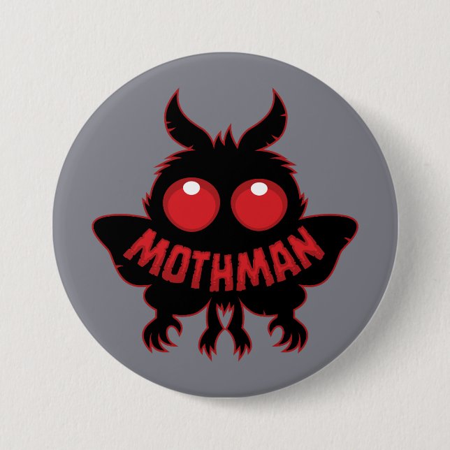 Mothman-Silhouette mit roten Augen Button (Vorderseite)