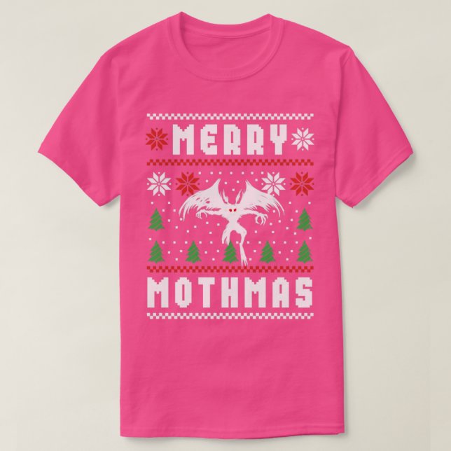 Mothman Ugly Christmas Sweater Merry Mothmas T-Shirt (Design vorne)