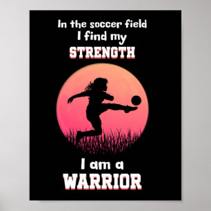 Motierendes Zitat über ein Mädchen, das Fußball sp Poster