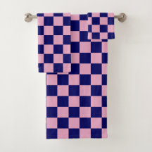 Motif à carreaux bleu marine et rose clair