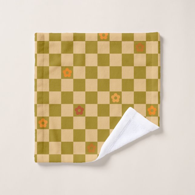 Motif à carreaux de fleurs - N° 02 (Gant de toilette)