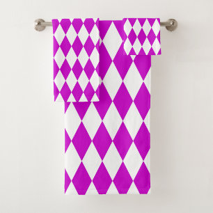Motif à carreaux diamants en harlequin blanc viole
