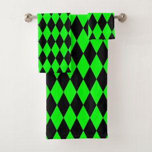 Motif à carreaux en diamants Harlequin noir vert