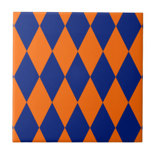 Motif à carreaux Harlequin orange et bleu
