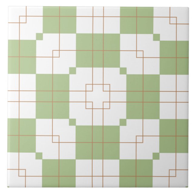 Motif à carreaux vert sauge en damier (Devant)