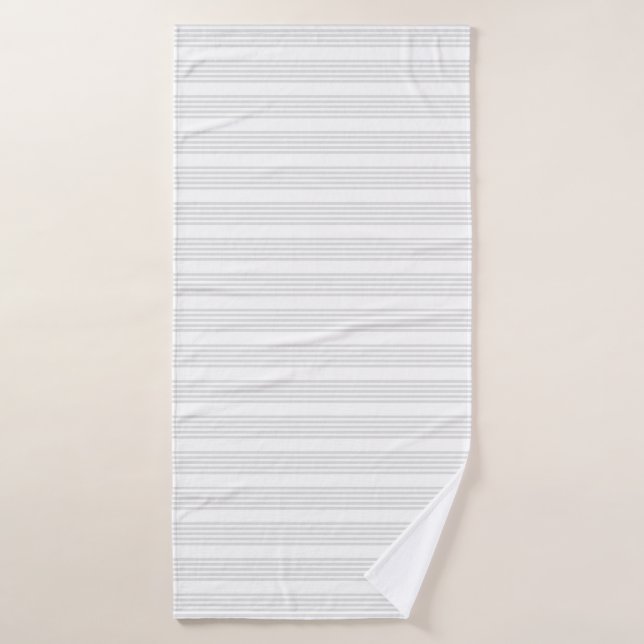 Motif à cinq bandes gris clair et blanc (Serviette de bain)