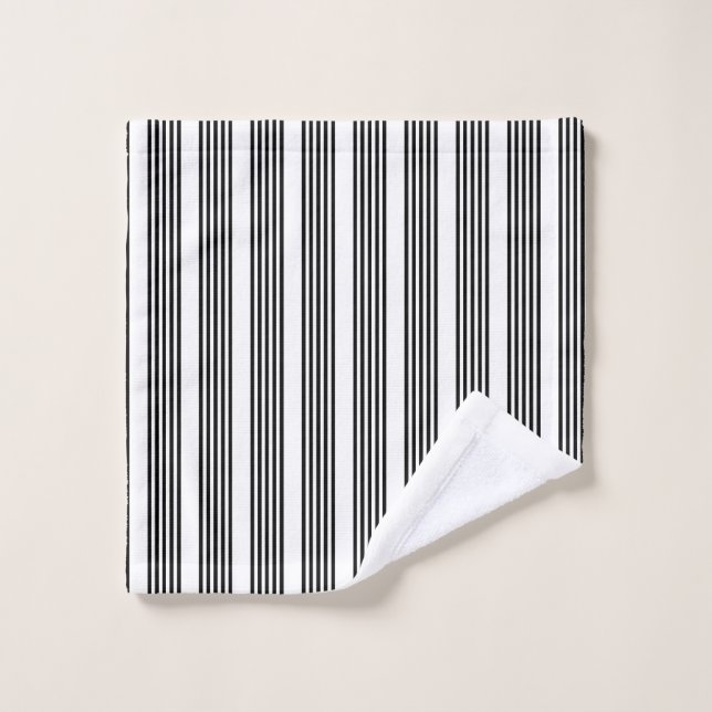 Motif à cinq bandes noir et blanc (Gant de toilette)