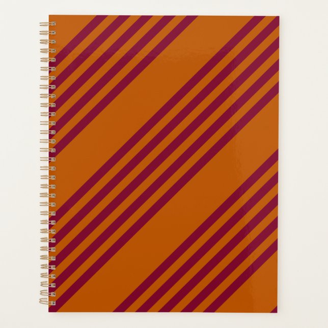 Motif à cinq bandes rouge Bourgogne et orange brûl (Devant)