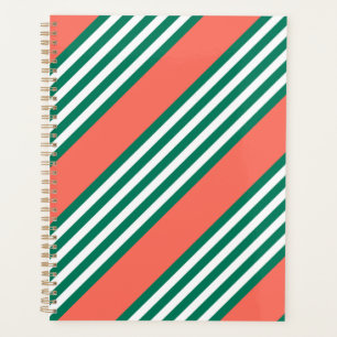 Motif à cinq bandes vert et blanc avec corail