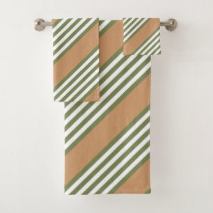 Motif à cinq bandes vert olive et blanc avec bronz
