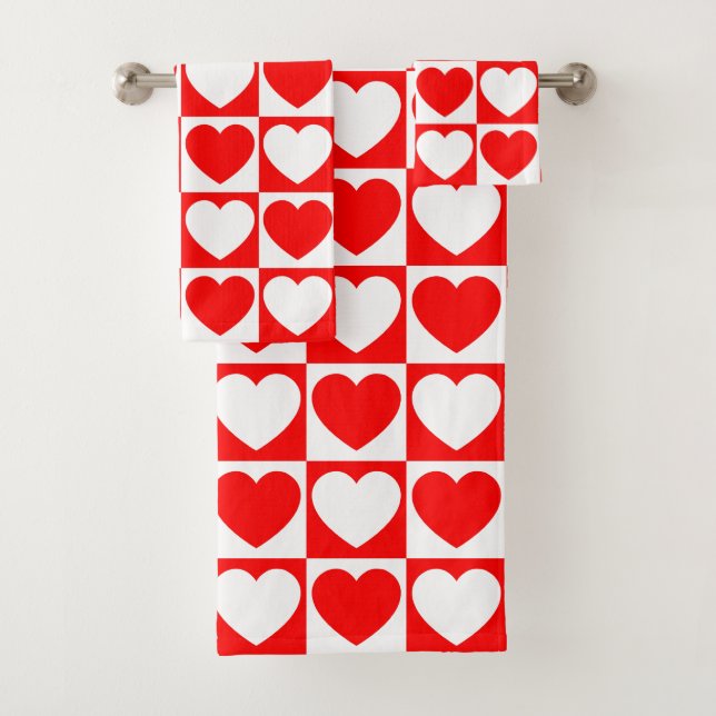 Motif À damiers rouge et blanc avec coeur (En situation)