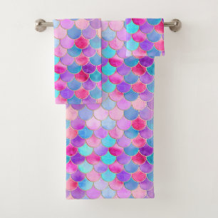 Motif à échelle de sirène rose, violet et aqua