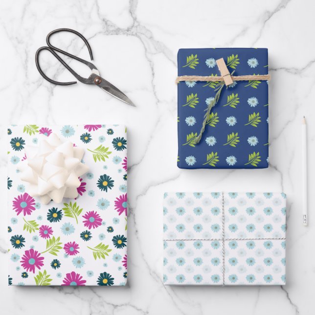 Motif à feuilles vertes bleu rose pâle (Recto)