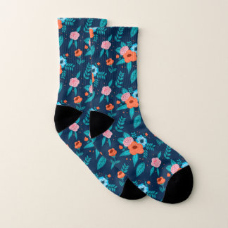 Motif à fleurs de printemps bleu et orange