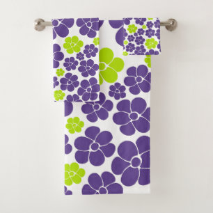 Motif à fleurs en vert citron et violet