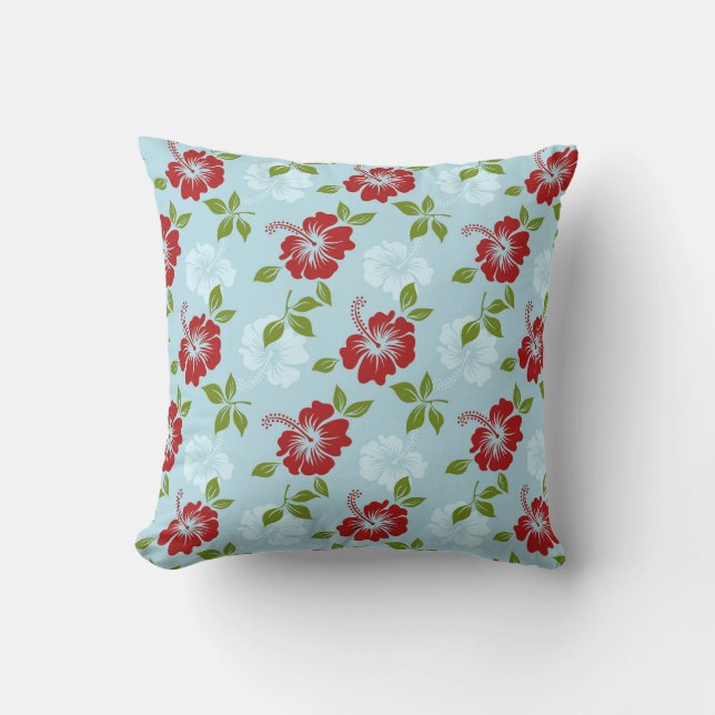 Motif à fleurs Retro Hibiscus Coussin extérieur (Recto)