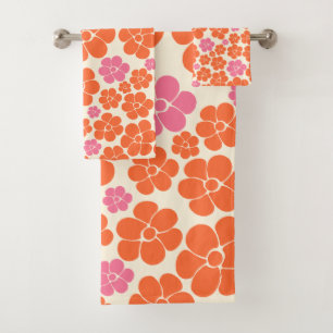 Motif à fleurs - rose, orange et crème