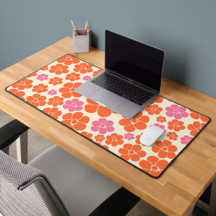 Motif à fleurs - rose, orange et crème