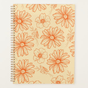 Motif à fleurs Vintage Orange Retro Y2K