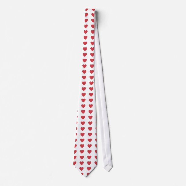 Motif à points de coeur Polka sur Cravate blanche (Devant)