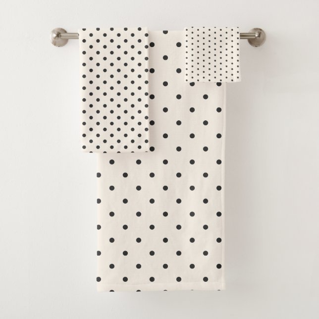 Motif à pois ivoire noir et blanc Rétro  (En situation)