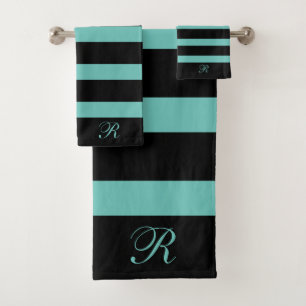 Motif à rayures noir et turquoise