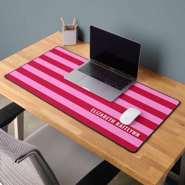 Motif à rayures rose et rouge Personnalisé (Bureau 2)
