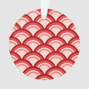 Motif à vagues Art déco - corail rouge et rose