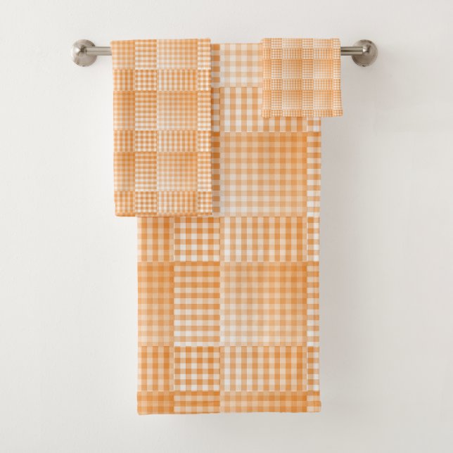 Motif abstrait à carreaux orange et blanc (En situation)