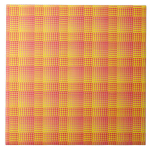 Motif abstrait à carreaux rouges et jaunes