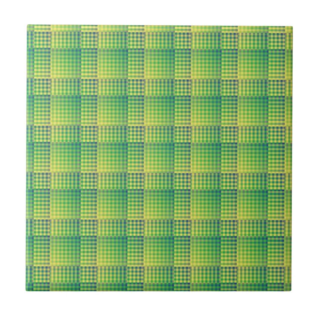 Motif abstrait à carreaux verts et bleus (Devant)