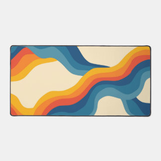 Motif abstrait à rayures ondulées orange et bleu d
