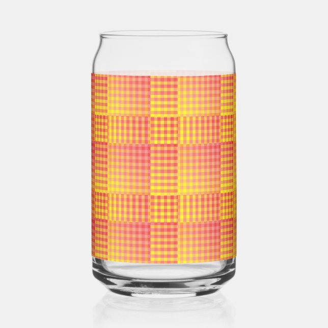 Motif Abstrait Damier Rouge Jaune (Recto)