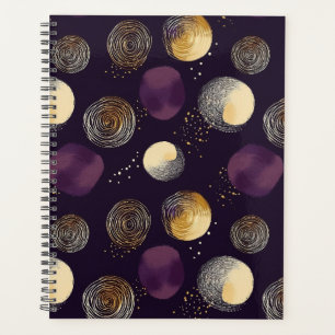 Motif Abstrait de Cercles Bohème Or Pourpre