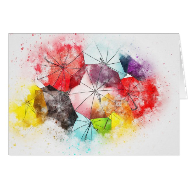 Motif Abstrait de parapluie aquarelle (Devant horizontal)