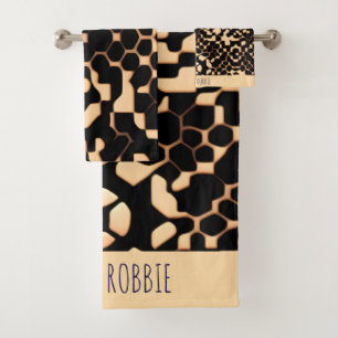 Motif Abstrait de soccer mi-ton noir de biege
