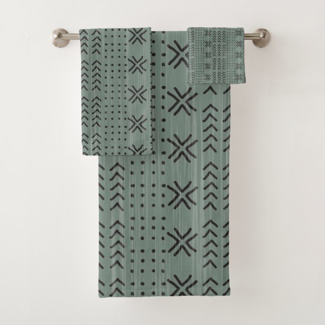 Motif Africain en tissu vert Sage moderne (En situation)