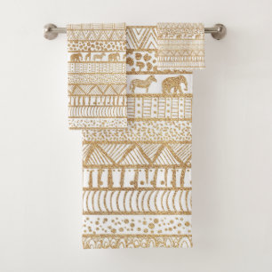 Motif africain tribal branché White & Gold
