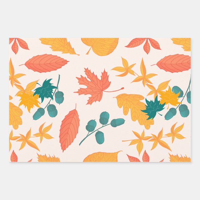 Motif aquarelle de feuilles d'automne tombant  (Devant)