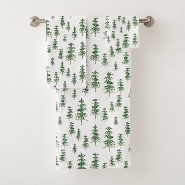 Motif Arbre de pins aquarelle (En situation)