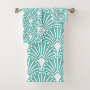Motif Art déco blanc sur arrière - plan turquoise