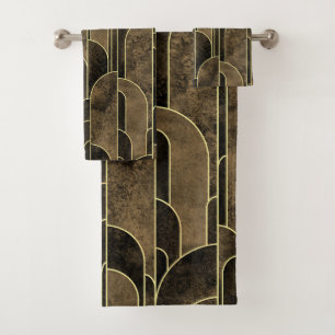Motif Art déco Brown et or riche