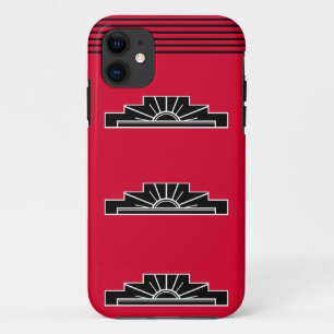 Motif Art Déco en B&W et Coque Rouge-Mate iPhone C