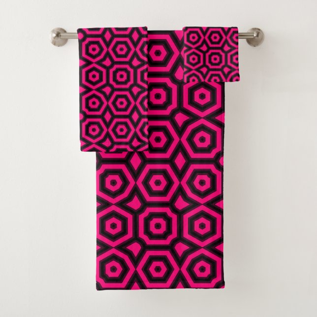Motif art déco géométrique rouge et noir (En situation)